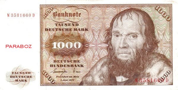 Alman Markı 1.000 DEM ön yüz