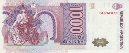 Arjantin 1.000 ARS arka yüz