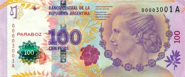 Arjantin 100 ARS ön yüz