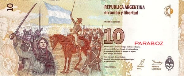 Arjantin 10 ARS arka yüz