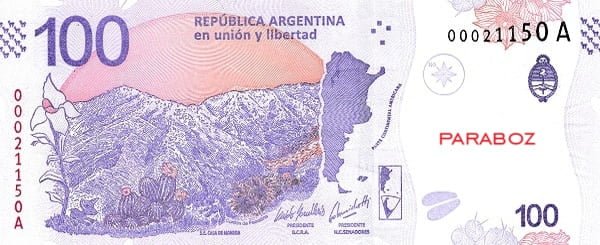 Arjantin 100 ARS arka yüz