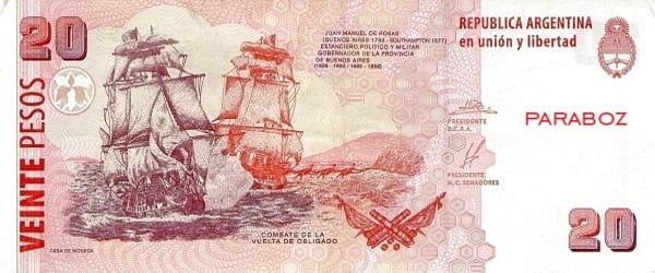 Arjantin 20 ARS arka yüz