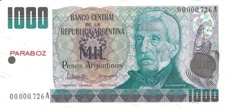 Arjantin 1.000 ARS ön yüz