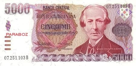 Arjantin 5.000 ARS ön yüz