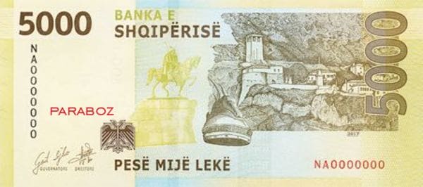 Arnavutluk 5.000 ALL arka yüz
