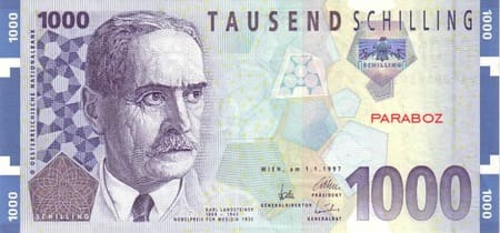 Avusturya 1.000 ATS ön yüz