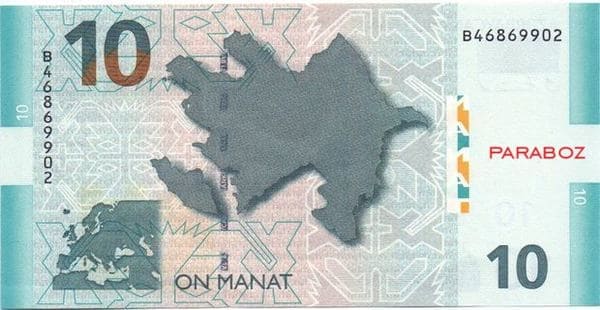 Azerbaycan 10 AZN arka yüz