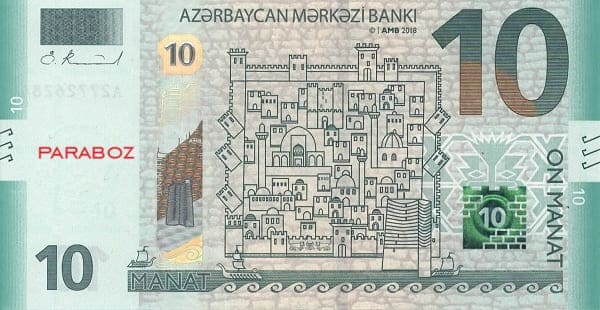 Azerbaycan 10 AZN ön yüz
