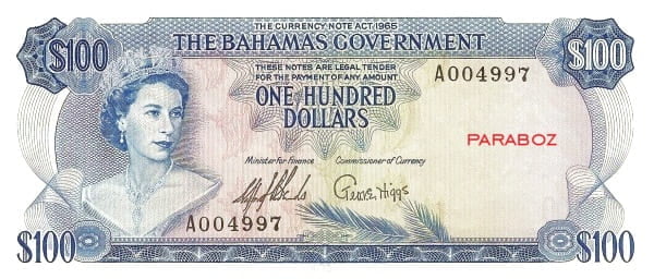 Bahamas 100 BSD ön yüz