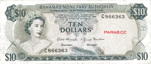 Bahamas 10 BSD ön yüz