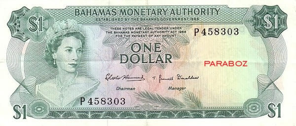 Bahamas 1 BSD ön yüz