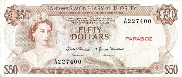 Bahamas 50 BSD ön yüz