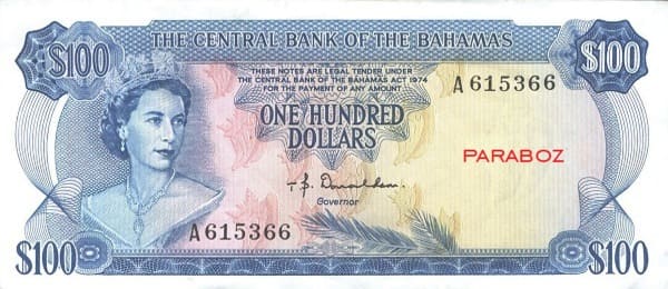 Bahamas 100 BSD ön yüz