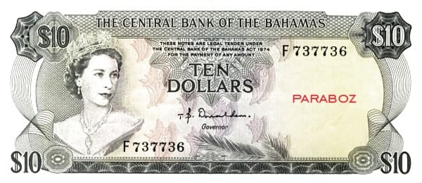 Bahamas 10 BSD ön yüz