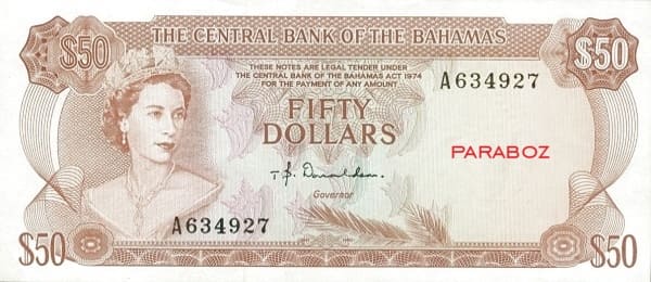 Bahamas 50 BSD ön yüz