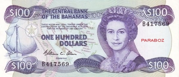 Bahamas 100 BSD ön yüz