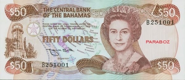 Bahamas 50 BSD ön yüz