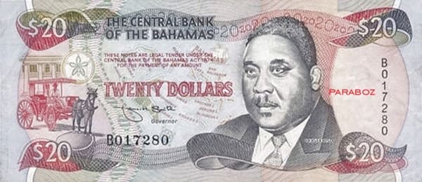 Bahamas 20 BSD ön yüz