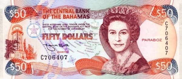 Bahamas 50 BSD ön yüz