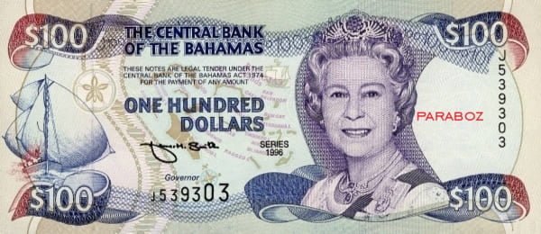 Bahamas 100 BSD ön yüz
