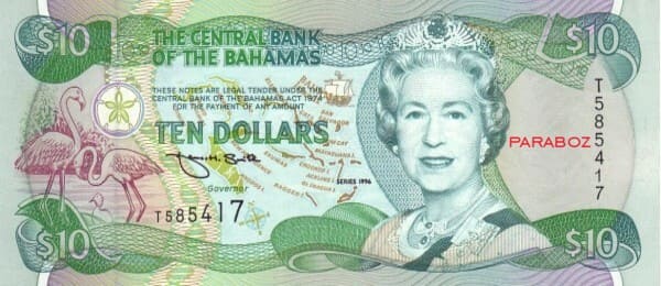 Bahamas 10 BSD ön yüz