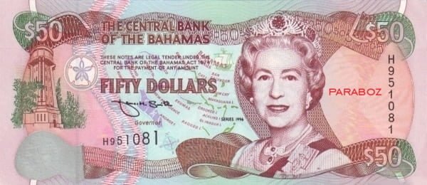 Bahamas 50 BSD ön yüz