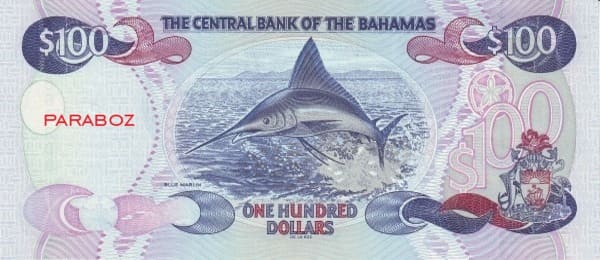 Bahamas 100 BSD arka yüz