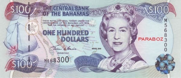 Bahamas 100 BSD ön yüz
