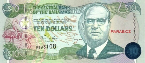 Bahamas 10 BSD ön yüz