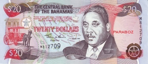 Bahamas 20 BSD ön yüz