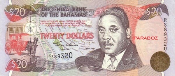 Bahamas 20 BSD ön yüz