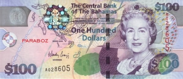 Bahamas 100 BSD ön yüz