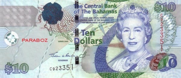 Bahamas 10 BSD ön yüz