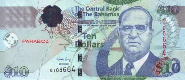 Bahamas 10 BSD ön yüz