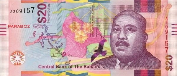 Bahamas 20 BSD ön yüz