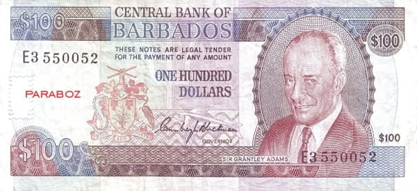 Barbados 100 BBD ön yüz