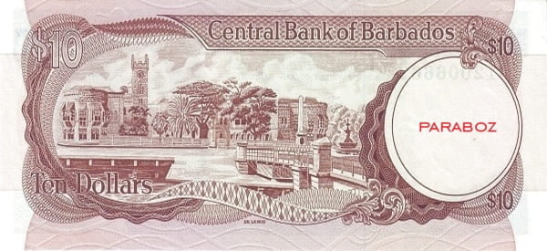 Barbados 10 BBD arka yüz
