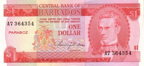 Barbados 1 BBD ön yüz