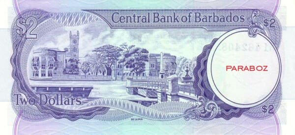 Barbados 2 BBD arka yüz