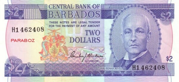 Barbados 2 BBD ön yüz