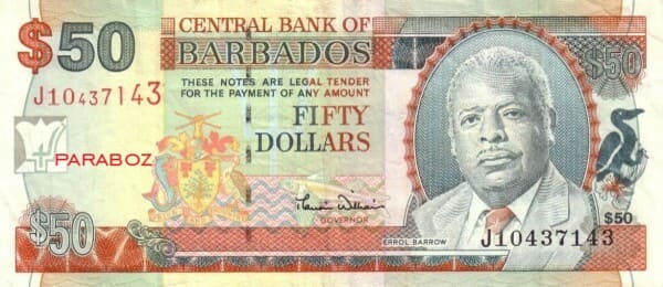 Barbados 50 BBD ön yüz