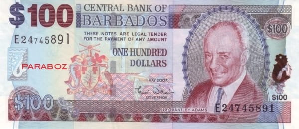 Barbados 100 BBD ön yüz