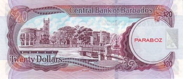 Barbados 20 BBD arka yüz