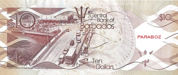 Barbados 10 BBD arka yüz