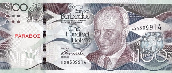 Barbados 100 BBD ön yüz