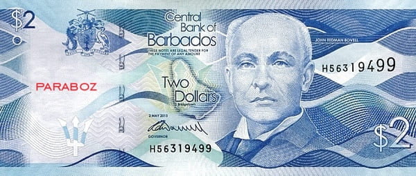 Barbados 2 BBD ön yüz