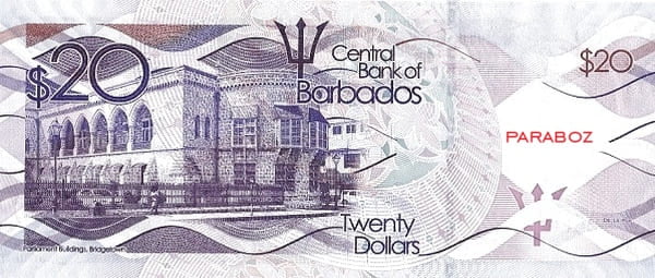 Barbados 20 BBD arka yüz