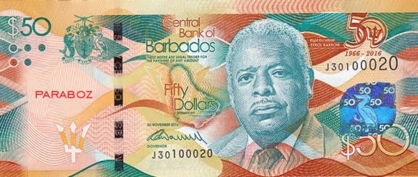 Barbados 50 BBD ön yüz