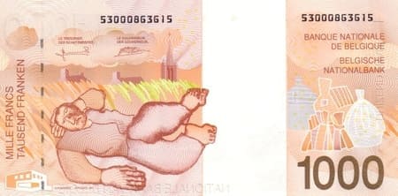 Belçika 1.000 BEF arka yüz