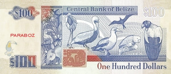 Belize 100 BZD arka yüz